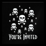 Cartoon Skulls Collage - Black & White invitations