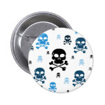 Cartoon Skulls Collage - Blue buttons