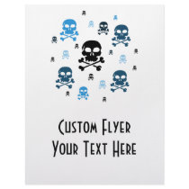 Cartoon Skulls Collage - Blue
