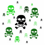 Cartoon Skulls Collage - Green Acrylic Cut Outs