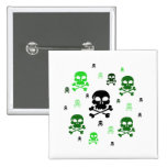 Cartoon Skulls Collage - Green buttons