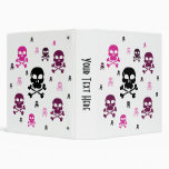 Cartoon Skulls Collage - Pink 3 Ring Binders
