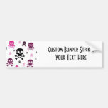 Cartoon Skulls Collage - Pink Bumper Stickers