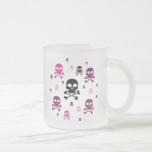 Cartoon Skulls Collage - Pink Coffee Mugs