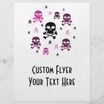 Cartoon Skulls Collage - Pink Custom Flyer