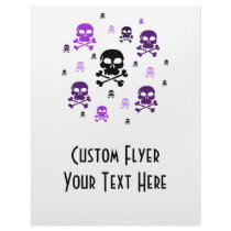 Cartoon Skulls Collage - Purple