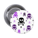 Cartoon Skulls Collage - Purple buttons