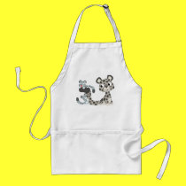 Cartoon Snow Leopard and Cubs Cooking Apron