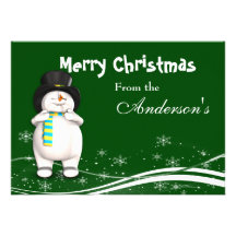 Cartoon Snowman Christmas Greeting Card Invite