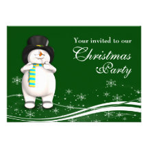 Cartoon Snowman Christmas Party Personalized Invites