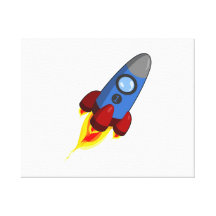 Cartoon Space Rocket Gallery Wrapped Canvas