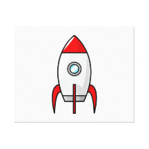 Cartoon Space Rocket Gallery Wrapped Canvas
