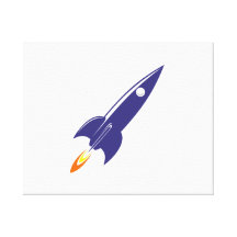Cartoon Space Rocket Stretched Canvas Print
