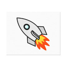 Cartoon Space Rocket Stretched Canvas Prints