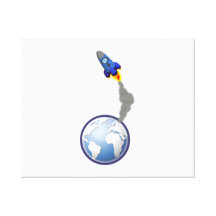 Cartoon Space Rocket Stretched Canvas Prints