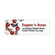 Cartoon Spotted Doggies & Bones Cute Fun Labels