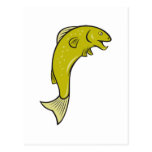 Cartoon Spotted Trout Fish Jumping Postcard