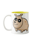Cartoon spotty dog drinking mug