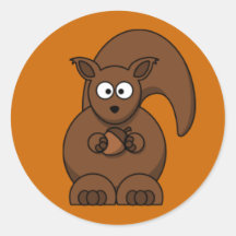 Cartoon Squirrel Round Stickers