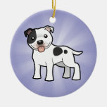 Cartoon Staffordshire Bull Terrier (add your msg) Christmas Ornaments