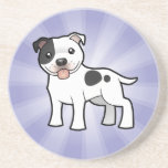 Cartoon Staffordshire Bull Terrier Beverage Coasters