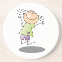Cartoon Stick Girl Beverage Coasters