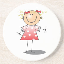 Cartoon Stick Girl Drink Coasters