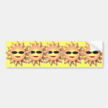 Cartoon Sun Wearing Cool Shades Bumper Sticker