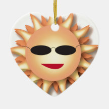 Cartoon Sun Wearing Cool Shades Christmas Tree Ornament