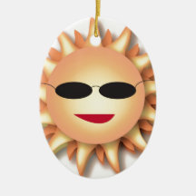 Cartoon Sun Wearing Cool Shades Ornaments