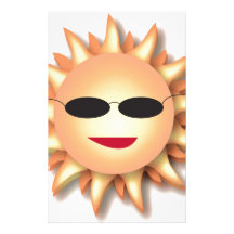 Cartoon Sun Wearing Cool Shades Stationery Paper