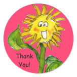 Cartoon Sunflower Thank You Stickers