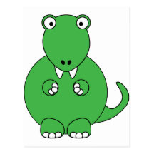 Cartoon T-Rex (green) Post Card