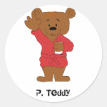 Cartoon Teddy Bear P Diddy Fan Round Sticker