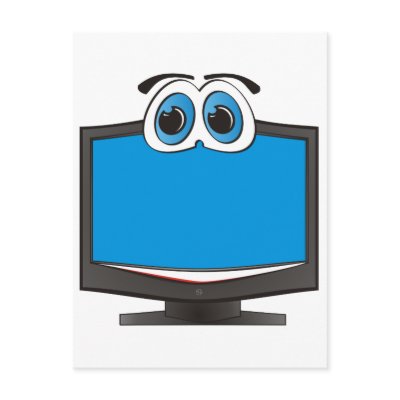 Cartoon Television Blue Post Cards by graphxpro