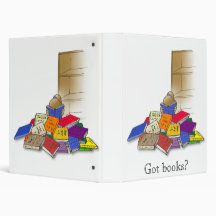 cartoon toddler girl surrounded by books binder