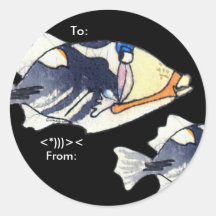 Cartoon Trigger Fish Personalized Labels Round Sticker
