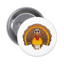 Cartoon Turkey Pinback Button