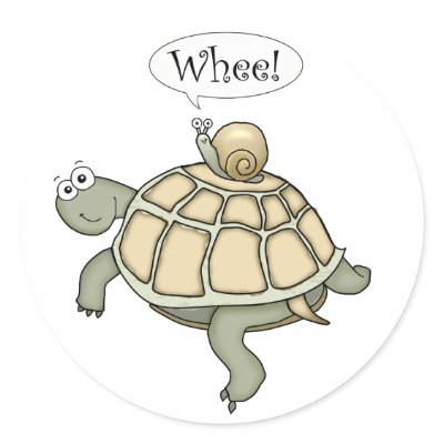 Cartoon turtle and snail Whee! Fun sticker gifts. by graphicdoodles