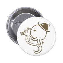 Cartoon Underwater Cowboy Octopus Button