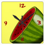 Cartoon Watermelon half Square Wall Clock