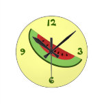 Cartoon Watermelon Slice Round Wallclock