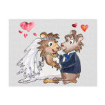 Cartoon Wedding Couple Save the Date Postcards