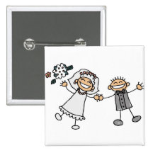 Cartoon Wedding Pinback Buttons