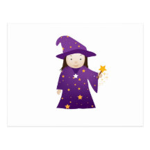 cartoon wizard girl post cards
