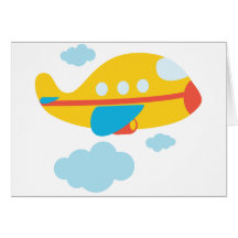 Cartoon Yellow Airplane Card