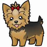 Cartoon Yorkshire Terrier (short hair with bow) photo sculptures