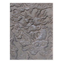 Carved dragon medallion postcards