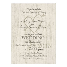 Carved Heart Wood Look Wedding Invite