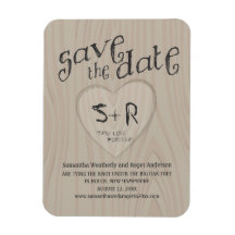 Carved Initals on Oak Tree Save the Date Vinyl Magnets